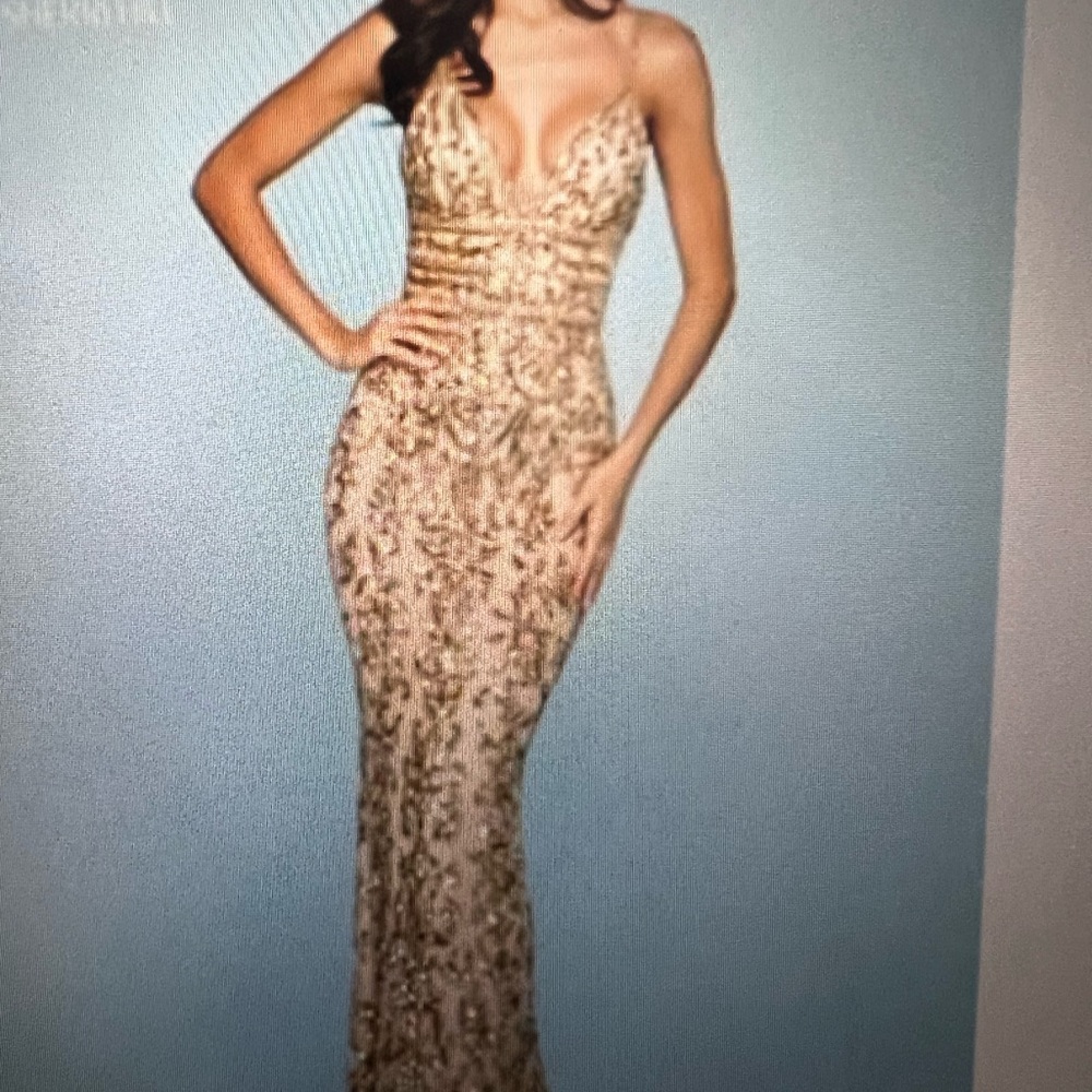 COPY - COPY - Sherri hill #53136 blush and gold color